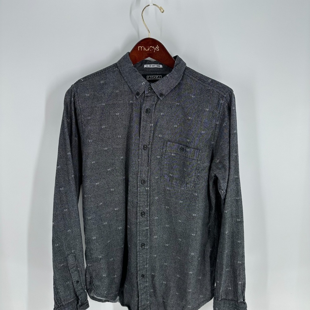 EZEKIEL Herringbone Western Classic Button‎ Down Shirt Heather Gray Size S